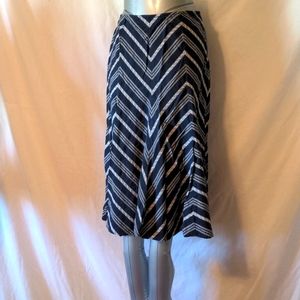 Blue and White Midi Skirt